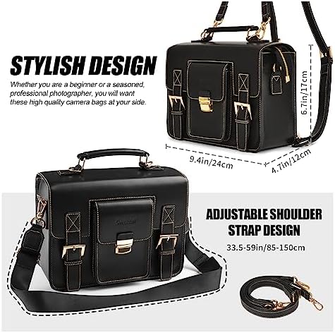 Cwatcun 3-in-1 Retro Camera Bag, PU Leather Camera Crossbody/Backpack/Case - Image 6