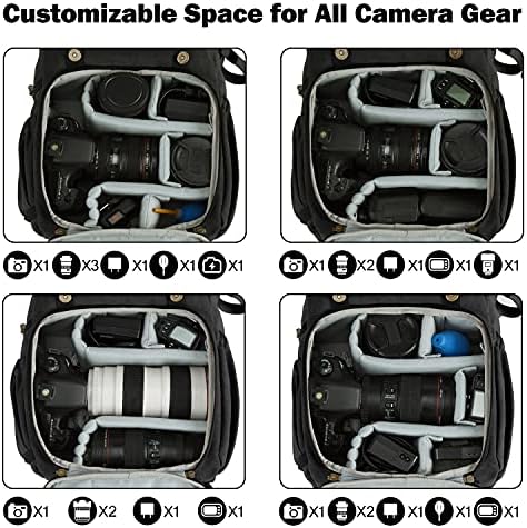 BAGSMART Camera Backpack, Large DSLR/SLR Waterproof Photography Bag Fit up to 15" Laptop with Tripod Holder, Waist Belt and Rain Cover, Black - Image 3