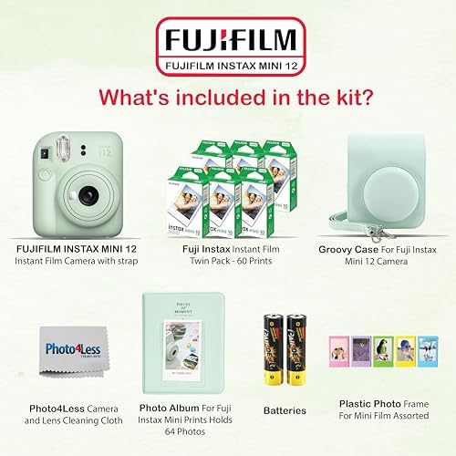 Fujifilm Instax Mini 12 Instant Camera Bundle with Fujifilm Instax Mini Instant Film Value Pack (60 Sheets) with Accessories Including Protective Case, Strap, Photo Album (Mint Green) - Image 2
