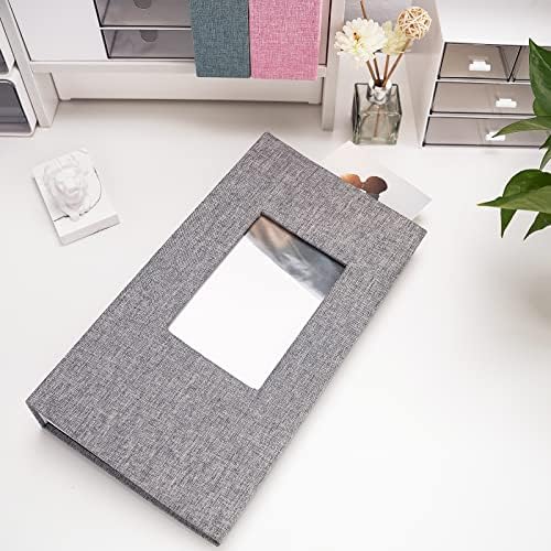 Vienrose 4x6 Photo Album,420 Pockets,Linen Cover with Window,Grey - Image 2