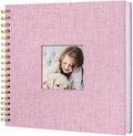 8 x 8 Inch Scrapbook Photo Album, Hardcover Kraft White Pages Arch Window Photo, Memory Book Linen Cover for Photos, Scrapbook Albums for Travel, Wedding Anniversary Christmas Baby 40 Pages, Pink by Sprsthai