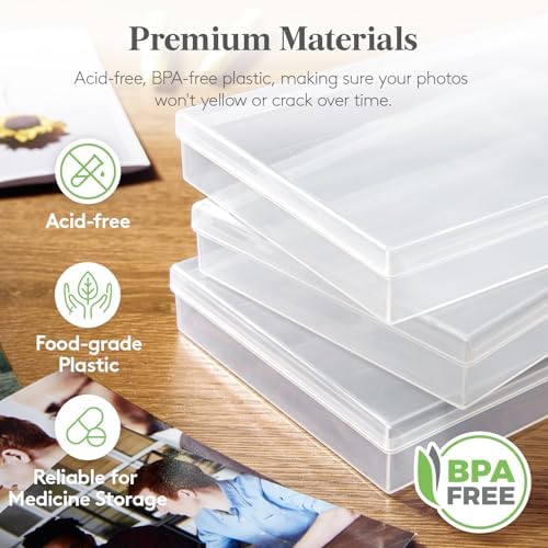 Lifewit 16 Pcs Photo Storage Box for 4"x 6" Pictures, Acid-Free, Clear - Image 5
