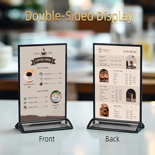 4x6 Picture Frames Acrylic Sign Holder 6 Pack Menu Stands, Double-sided Picture Stands for Wedding Table Numbers Holders, Table Top Display Wedding Sign Stand Vertical Flyer Holder, Black - Image 6