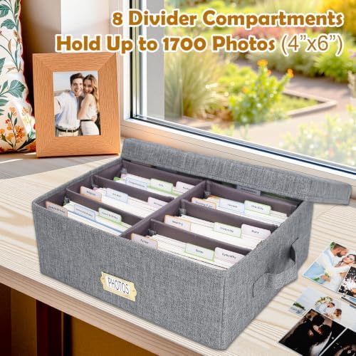Photo Storage Organizer Box with Dividers(4x6 Photos, Grey) - Image 4