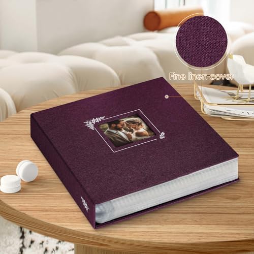 Lanpn Scrapbook Photo Album 8.5x11, Linen Window Design Cover Top Load 3 Ring Folder Binder Photobook Photo Book 8.5 x 11 inch with 30 Plastic Sleeves 60 Pages Purple - Image 3