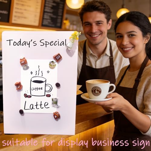 2 Pack Metal Pink Magnet Display Board, 14" × 10" Anti-Slip Magnetic Bulletin Board Tabletop Memo Craft Photo Display Stand Small Business Supplies for Home Office Vendor Booth Events Store - Image 3