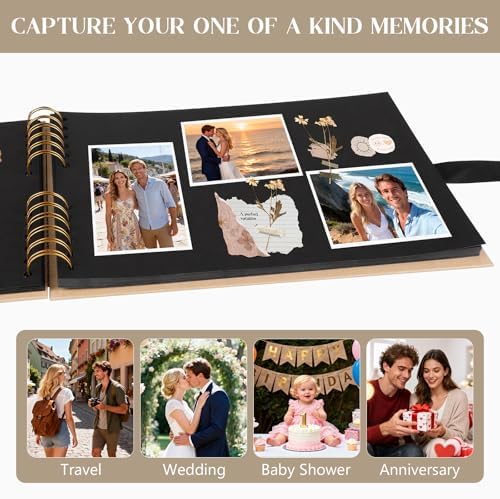 INNOCHEER Brown 8X12 Self Adhesive Scrapbook - 40 Sheets, 80 Pages, Hard Cover, Non-Fading Thick Craft Paper - Image 5