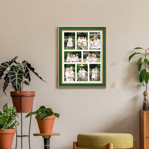 Suede 13x17 Picture Frame Display 8 Opening 4x6 Picture Frames Collage Wall Decor with Mat,Multi Photo Frame for Plexiglass,Wall Decor,1Pack,Green - Image 6