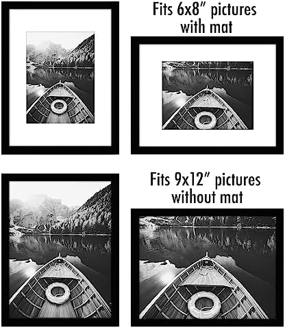 Americanflat 9x12 Picture Frame 5-Pack - Matted to 6x8 - Black - Image 4