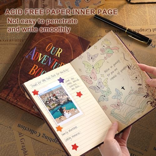 Our adventure Book 144 Pages 5.1 * 7 Inch Hardcover Journal Scrapbook Photo Album,Retro Style Embossed Letter Cover Travel Diary Journal Scrap Book For Couples,Memory Book For Anniversary Wedding - Image 4