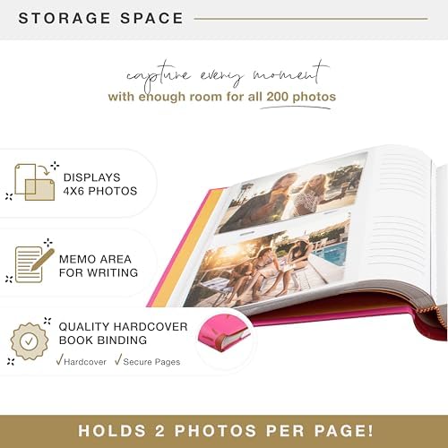 MCS Sunset and Palm Trees Pink Photo Album Holds 200 4x6 Photos with Memo Space, Clear Side-Loading Pockets – Scrapbook Style Keepsake for Vacations & More – A Thoughtful Gift - Image 4
