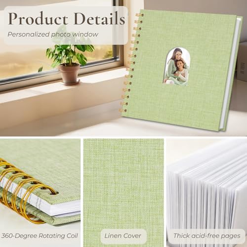 Vienrose Scrapbook Album,40 Pages,10x10 Inch,Grass Green - Image 5
