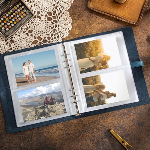Leather Photo Album for 4x6 Pictures Photo Book With 30 Writing Paper for Family Wedding Anniversary Baby Vacation Picture Album (Blue Camera) - Image 6