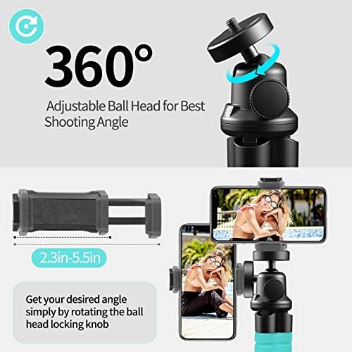 Aureday Phone Tripod, Flexible Tripod for iPhone and Android, Portable with Wireless Remote and Clip for Video Recording/Vlogging/Selfie (Blue) - Image 5