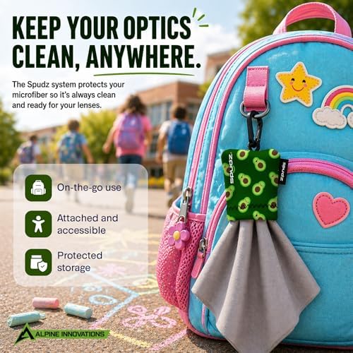 SPUDZ Classic Microfiber Lens Cleaner – Clip-On Pouch, Washable – for Binoculars, Scopes, Glasses, Screens | Classic | Baby Blue Swirls, 6 x 6 Inch (2-Pack) - Image 2