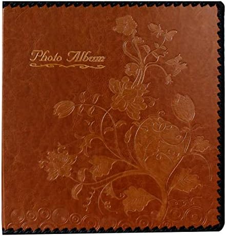Photo Album Book, Family Album Self Adhesive Scrapbook, Leather Cover, Holds 3x5, 4x6, 5x7, 6x8, 8x10 Photos (Brown) by Unknown