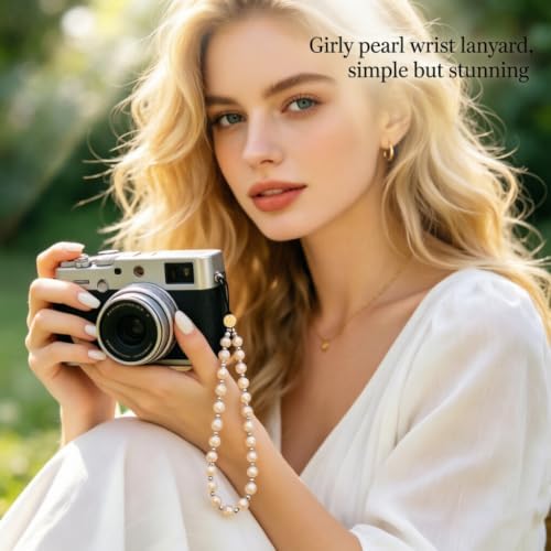 2 Pcs Phone Charm Beaded Strap Cute Cell Phone Wrist Straps String Accessories Hand Aesthetic Lanyard Wristlet Chain for iPhone 17 Pro 16 Camera AirPods Bags Keychains Women Girls Pearl Gold and Puple - Image 4