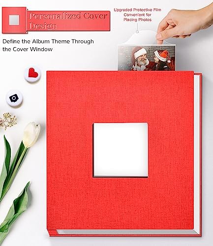 Artfeel Photo Album Self Adhesive Scrapbook Album for 3x5 4x6 5x7 8x10 Pictures,60 Pages Linen Cover with Display Window DIY Photo Book,Ideal Gifts for Family Travel Wedding Baby - Image 2