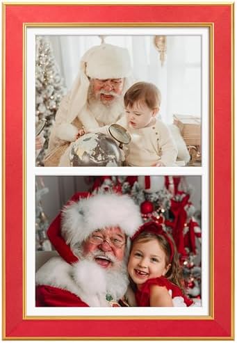 Suede 11x17 Picture Frame Display 2 Opening Double 8x10 Picture Frames Collage Wall Decor with Mat,Multi Photo Frame for Plexiglass,Wall Decor,1Pack,Red - Image 3
