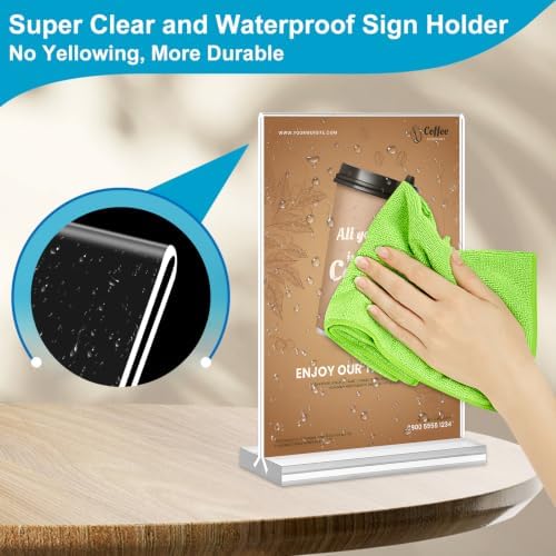 Acrylic Sign Holder 5 x 7, 16 Pack Clear Table Menu Vertical Display Stand Desktop Display Double Sided Stand Paper Holder Table Sign Suitable for Restaurants Office Party Show Fair - Image 5
