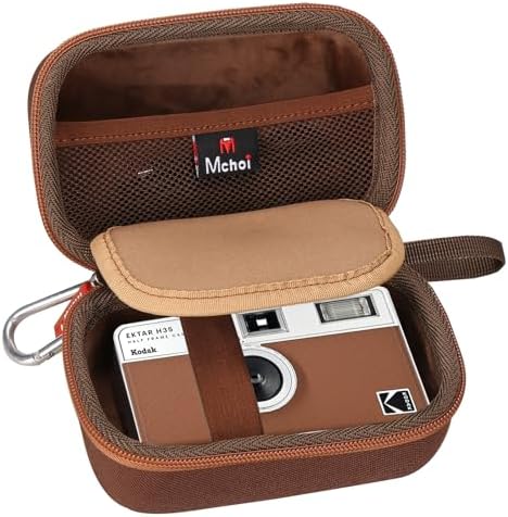 Mchoi Hard Travel Case Suitable for KODAK EKTAR H35 H35N Half Frame Film Camera, Digital Camera Organizer Holders for Kodak Ultra F9 M35 M38 Paper Shoot Camera, 35mm Film Rolls, Case Only (Brown) - Image 3