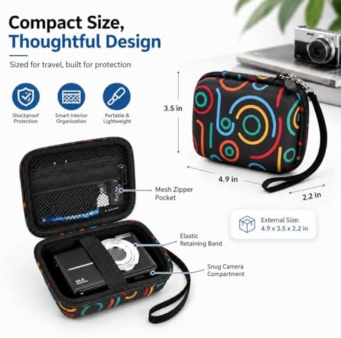 Digital Camera Hard Case for Kodak PIXPRO FZ55/FZ45 for CAMKORY for Duluvulu 4K for PowerShot ELPH for Lecran for VAHOIALD for PowerShot ELPH/for IWEUKJLO Small Carrying Holder Bag Travel(Jet black) - Image 4