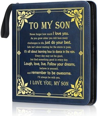 Son Leather Photo Album 4x6 100 Photos, Memory DIY Scrapbook with 25 Sheets and 20 Blank Kraft Sheets, Children's Growth Album Book for Son Kids Birthday Gift Graduation Gift ﻿ by Unknown