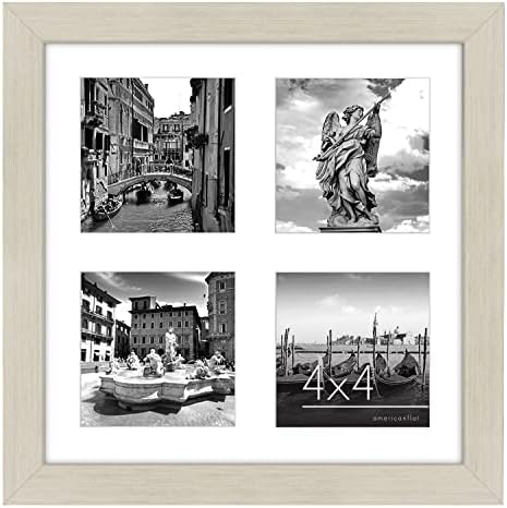 Americanflat 4x4 Picture Frame Collage with Shatter-Resistant Glass - Fits Four 4x4 Photos or Use as One 10x10 Picture Frame - Signature Collection - Collage Frames for Wall Display - Light Wood by Americanflat