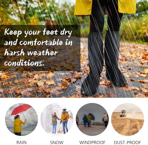 IwIeIaIrI Waterproof Rain Boot Covers with Safety Reflector, Black, M - Image 7