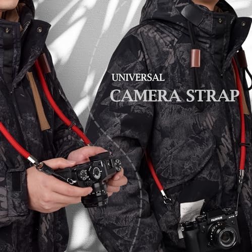 VOVMOEYA Nylon Braided Camera Rope Strap, Camera Neck Shoulder Strap with O-Ring for DSLR & Mirrorless Camera - Red - Image 2