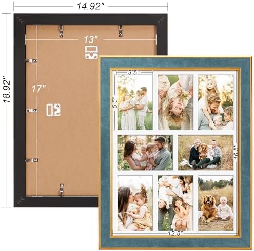 Suede 13x17 Picture Frame Display 8 Opening 4x6 Picture Frames Collage Wall Decor with Mat,Multi Photo Frame for Plexiglass,Wall Decor,1Pack,Blue - Image 4