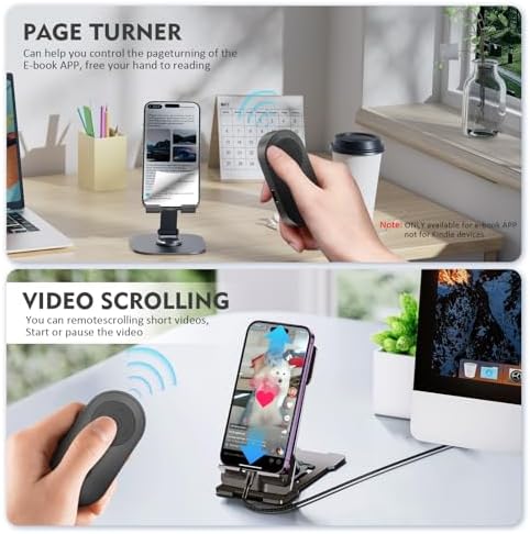 Remote Control for TikTok,Wireless Remote Camera Control Shutter with Zoom for iPhone, Front Rear Camera Switch,Page Turner for E-Book APP, Phone Remote, Scrolling Ring for TIK Tok (Black/Purple) - Image 4