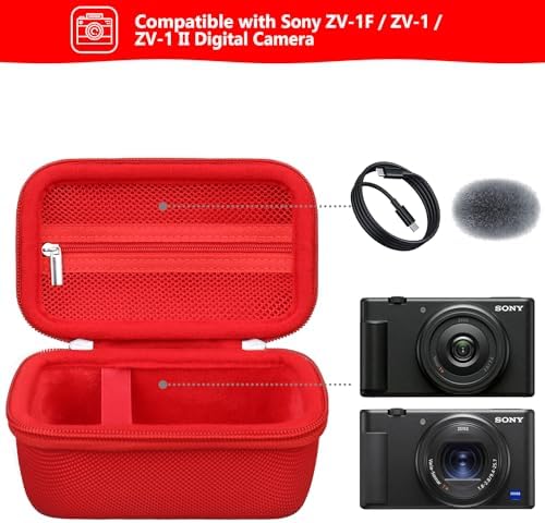 Hard Travel Case for Sony ZV-1, ZV-1F, ZV-1 II Digital Camera, Red - Image 2