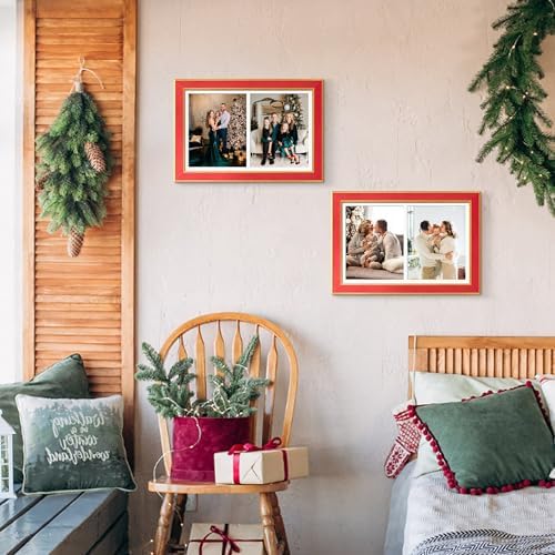 Suede 11x17 Picture Frame Display 2 Opening Double 8x10 Picture Frames Collage Wall Decor with Mat,Multi Photo Frame for Plexiglass,Wall Decor,1Pack,Red - Image 7