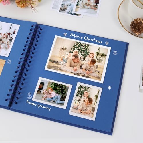 RECUTMS 8x8 Inch Scrapbook Photo Album 60 Pages Hardcover Kraft Paper Blue - Image 3