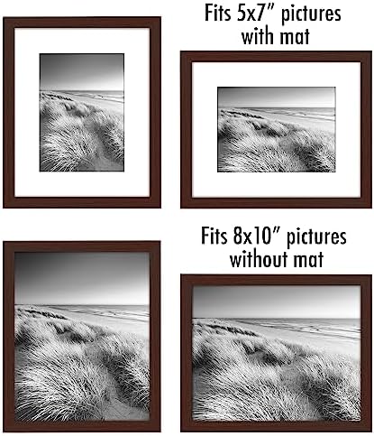 Americanflat 8x10 Picture Frame 5-Pack - Matted to 5x7 - Mahogany - Image 4