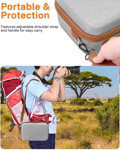RAIACE Hard Case Compatible with Sony Alpha 7 II III IV/7R V Camera, for Nikon, for Canon, for Pentax and More. Large Capacity With Mesh Pocket for Lens, Charger, Cables, Cards and Accessories.-Gray - Image 5