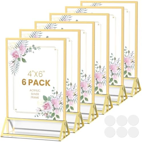 Acrylic Sign Holder 4X6 Gold Frames Double-sided Picture Frames by AcrylicSignHolderMahjongRacks%EF%BC%8CMahjongBags