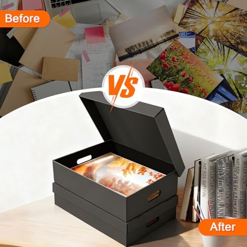 AOBOPLE 2 Pack Photo Storage Box,16" x 12" x 4" Keepsake Box with Handle Holes,Protective Storage Box for Photos Pictures Documents Artwork DIY and Souvenir,Home and Office Organizer - Image 5