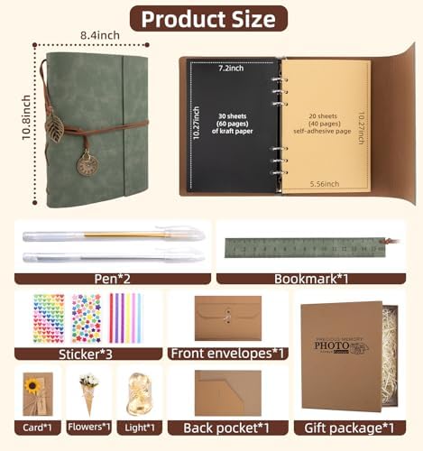 Scrapbook Photo Album 100 Pages, 60 Page Self Adhesive+40 Page Kraft Paper - Image 3