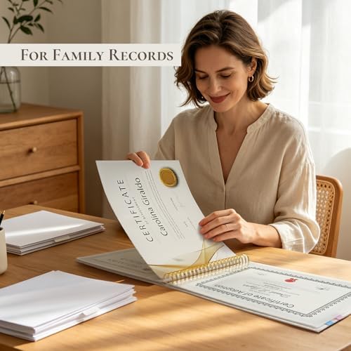 Vienrose Large Scrapbook Album 15.8 x 11.8 Inch, Linen Cover Photo Album with 24 Plastic Sleeves, Spiral Bound DIY Scrapbook for Photos, Kids Artwork, Certificates, Wedding Baby Travel, White - Image 2