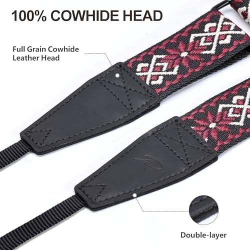 Padwa Lifestyle Adjustable Camera Strap - 1.5" Top Layer Cowhide Head Camera Straps for Photographers, Cotton Adjustable Neck Shoulder & Crossbody Strap Quick Release for All Cameras and Binoculars - Image 2