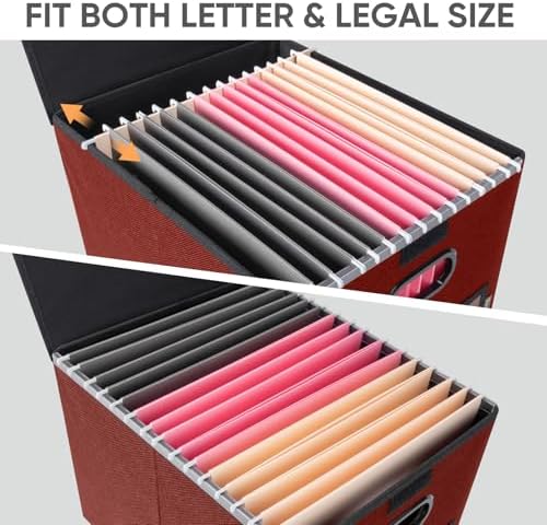 BALEINE File Organizer Box with Lid, Collapsible Hanging File Storage Box - Image 3