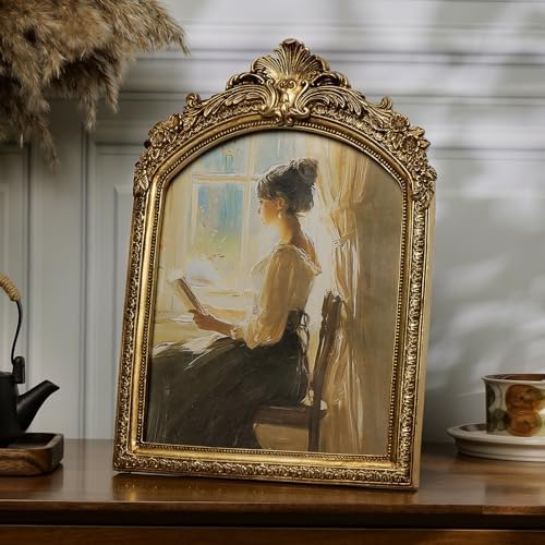 Cuspin 8x10 Vintage Arched Picture Frame Ornate Gold Resin Photo Frame - Image 3