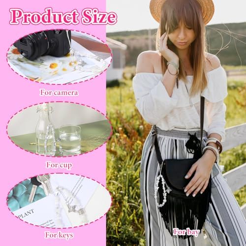 Camera Charm Strap Beaded Wrist Strap Butterfly Cellphone Lanyard Y2K Phone Charms Cute Pearl Digital Camera Charm Lanyard Aesthetic Phone Wrist Straps for Women Girls - Image 3