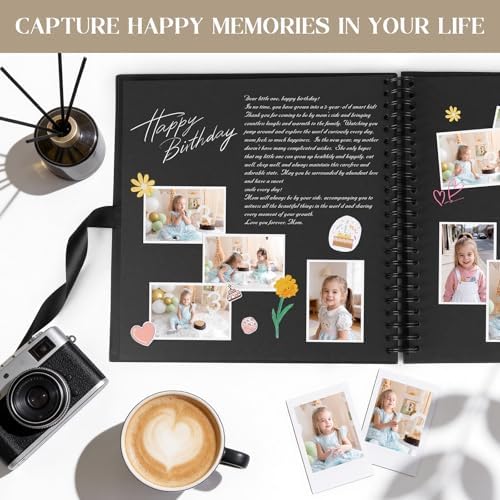 INNOCHEER Photo Album - Self Adhesive 80 Black Pages, Large Scrapbook Wedding Guest Book for DIY Anniversary Travel Memory Scrapbooking (Black 12 x 12) - Image 5