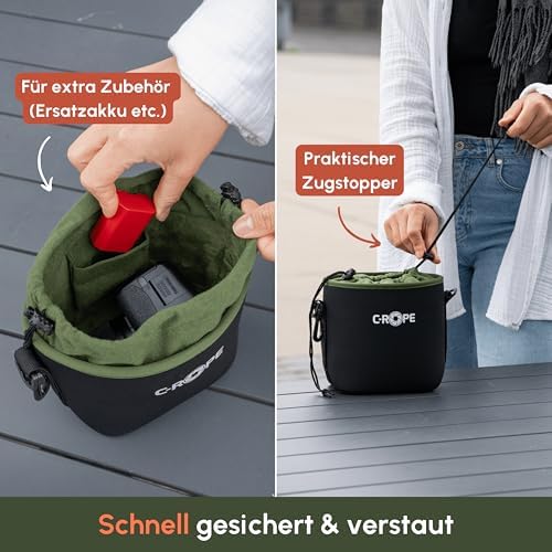 C-Rope Neoprene Camera Bag, Neoprene Pouch with Fleece Lining, Water Resistant, Camera Accessories, Green, XL, Additional pocket - Image 6