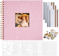 Vienrose 8x8 Inch Scrapbook DIY Small Hardcover Kraft White Pages Scrapbook Photo Album Linen Cover Scrap Book Photo Albums Scrapbooking Supplies Kit for Couple Family Wedding Travel Pink by Vienrose