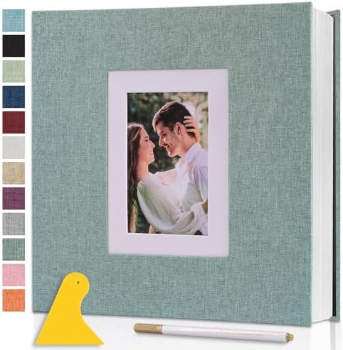 Photo Album Self Adhesive Pages Large 11x10.6 Green 60 Pages by Semfalbuums