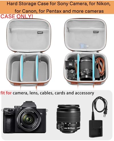 RAIACE Hard Case Compatible with Sony Alpha 7 II III IV/7R V Camera, for Nikon, for Canon, for Pentax and More. Mesh Pocket for Charger, Cables, Cards and Accessories. (case only) (Gray) - Image 2